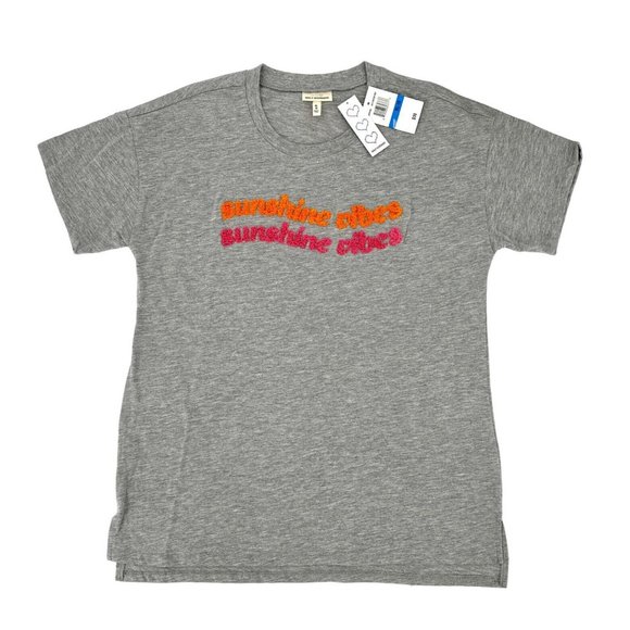 Sunshine Vibes Embroidered Graphic T-Shirt Girls Size XL 16 Tee Gray Self Esteem - Picture 1 of 8